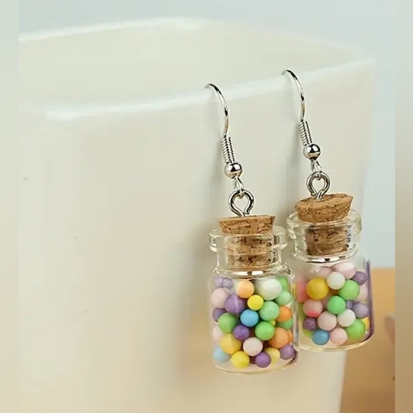 5 pairs of  Cute, Funny ,Milk Tea, Ice Cream, Bear, Candy Bottle Drop Earrings - Picture 2 of 7